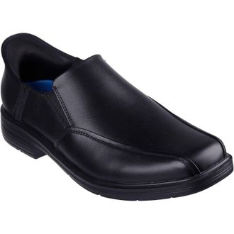 Skechers Caswell Frantone Leren Mannen Zwarte Instappers