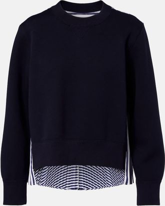 sacai Striped cotton-blend sweatshirt