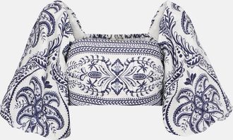 Farm Rio Blusa Tropical Cameo in lino con stampa