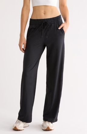 Zella Move In Mid Rise Straight Leg Sweatpants in Black at Nordstrom, Size Xx-Large