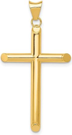 Diamond2Deal 14k Yellow Gold Polished Tube Cross Pendant