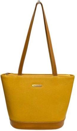 Burberry Yellow Leather Shoulder Bag Tote Bag (Pre-Owned)