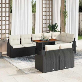 vidaXL Conjunto De Sof&aacute; De Jard&iacute;n 9 Pcs Negro Polirat&aacute;n Vidaxl