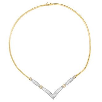 House of Brilliance 14K Yellow and White Gold 2.0 Cttw Diamond V Shape Statement Necklace in Yellowwhite at Nordstrom