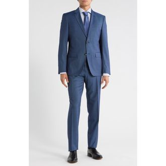 BOSS Melange Virgin Wool Suit in Open Blue at Nordstrom Rack, Size 46