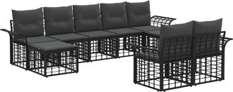 vidaXL Conjunto De Sof&aacute;s De Exterior 9 Uds. Negro Y Gris Oscuro Vidaxl