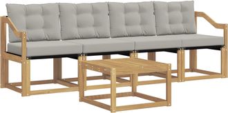 vidaXL Conjunto De Sof&aacute;s De Exterior 5 Uds. Blanco Y Gris Claro Vidaxl