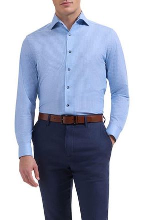 Bugatchi Devon OoohCotton Plaid Button-Up Shirt in Air Blue at Nordstrom, Size Xxx-Large