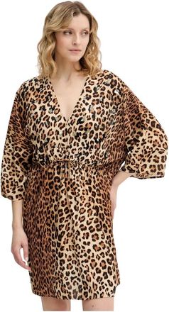 Lola Casademunt Flared Mini Jurk - Dames - Korte kleedjes - Bruin - L - Leer - Kleedjes