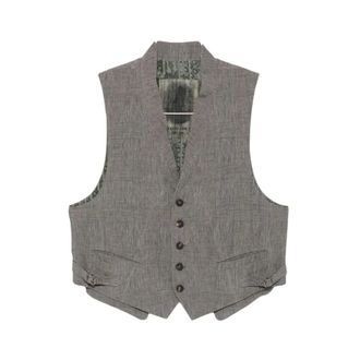 Ziggy Chen Prince of Wales Vest - male - Ziggy Chen - Waistcoats - Gray - M - Suits