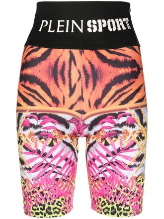 Plein Sport Shorts da ciclismo con banda logo - Nero