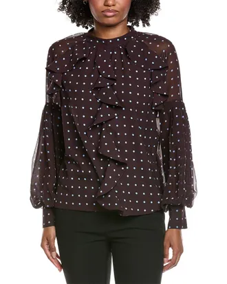 Gracia Front Ruffle Balloon Sleeve Blouse