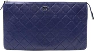 Chanel Pre-owned Clutches, female, Blue, Size: ONE SIZE Pre-owned Leather Clutch