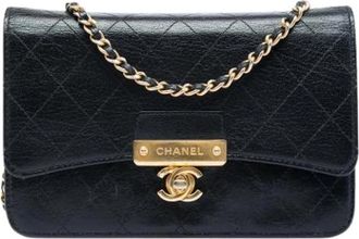 Chanel Pre-owned Wallet on Chain - Dames - Vintage Schoudertas - Zwart - ONE Size - Leer - Vintage