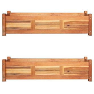 Berkfield Home Garden Raised Beds 2 pcs Acacia Wood 100x30x25 cm in Brown | Size: 100 x 30 x 25 cm