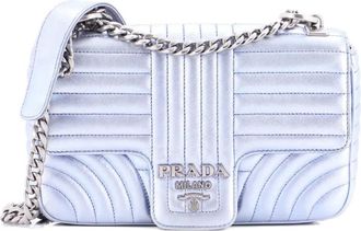 Prada Chain Flap Shoulder Bag Diagramme gewatteerde leren medium crossbodytas - Blauw