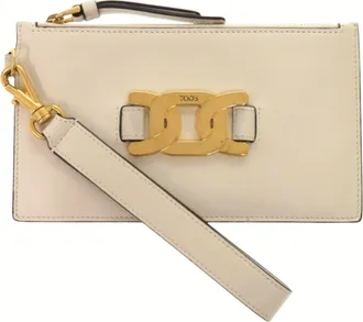 Tod's Ivory Leather Metal Leather Pouch (Pre-Owned)
