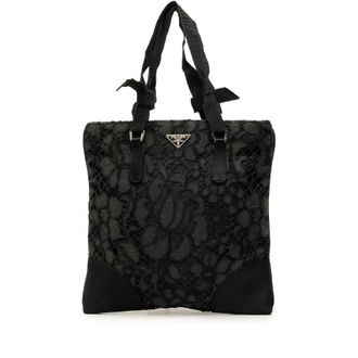Prada Pre-owned Prada Tessuto and Floral Lace Handbag Ladies TUFL6AE2EIDT7D8X
