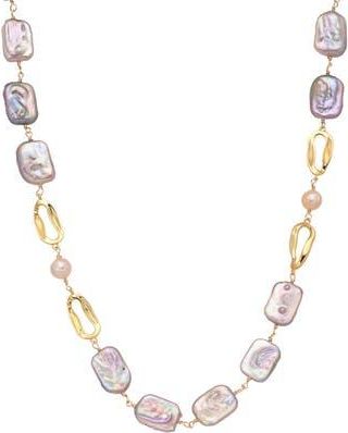 Eye Candy Los Angeles Samantha Mother-of-Pearl & Faux Pearl Station Necklace in Gold at Nordstrom Rack
