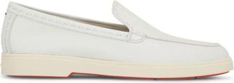 Santoni Witte leren instaploafers - Dames - Loafers - Wit - 37 1/2 EU - Leer - Schoenen