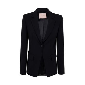 Twinset Blazers, female, Black, XS, Black Blazer Jacket with Matching Button