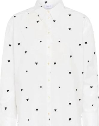 Saint Tropez Witte Harten Blouse - Dames - Overhemden - Wit - S - Katoen - Overhemden