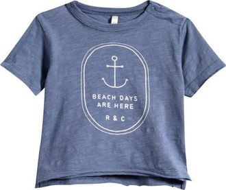 Rylee + Cru Kids Graphic Raw Edge Beach Days T-Shirt in Marine at Nordstrom, Size 18-24M