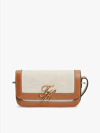 Tommy Hilfiger Canvas Leather Trim Crossbody Bag