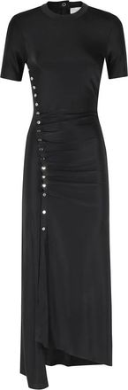 Paco Rabanne Lange Gedrapeerde Jurk - Dames - Maxi kleedjes - Zwart - M - Kleedjes