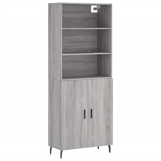 vidaXL Vidaxl - Aparador Alto Madera Contrachapada Gris Sonoma 69,5x34x180 Cm