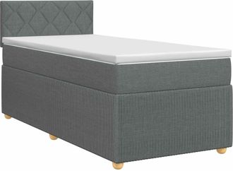 vidaXL Cama Box Spring Con Colch&oacute;n Gris Oscuro 90 X 190 Cm Tela Vidaxl