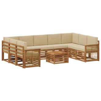 vidaXL Conjunto De Sof&aacute;s De Exterior 10 Uds. Natural Vidaxl