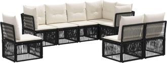 vidaXL Conjunto De Sof&aacute;s De Jard&iacute;n 8 Uds. Negro Rat&aacute;n Sint&eacute;tico Vidaxl