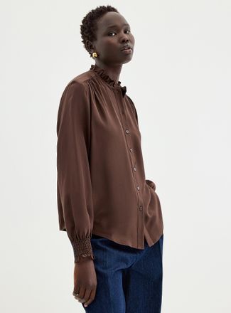 Contemporaine Womens Pure silk ruffled blouse