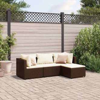 vidaXL Vidaxl - Set Mobili da Giardino 4 pz con Cuscini in Polyrattan Marrone