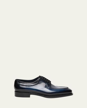 Santoni Mens Meraviglia Fortuna Braided Leather Derby Shoes
