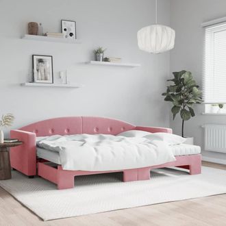 vidaXL Sof&aacute; Cama Nido Con Colch&oacute;n Terciopelo Rosa 80x200 Cm Vidaxl
