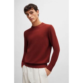 HUGO BOSS Mens Ecaio-P Crewneck Sweatshirt in Brown Cotton - Size 2XL