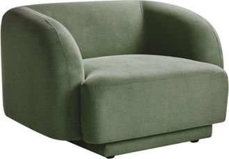 Beliani Sillón curvado glam art deco con reposabrazos tela verde Skjanes
