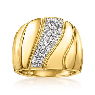 Ross-Simons Diamond Asymmetrical Wave Ring in 18kt Gold Over Sterling