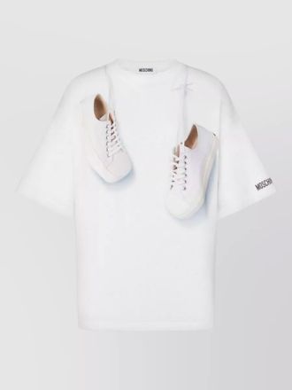 Moschino crew neck short sleeve graphic print top