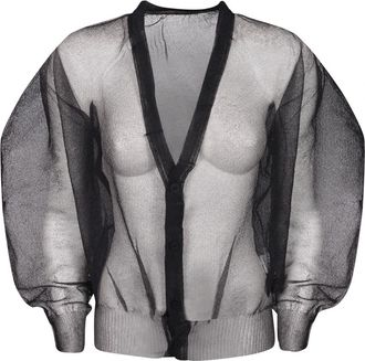 Issey Miyake Transparent Nylon Cardigan - Dames - Vesten - Zwart - M - Nylon - Truien & Vesten