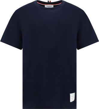 Thom Browne Mens Crewneck T-Shirt Navy Cotton T-Shirts And Polos