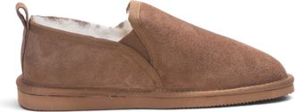 Infinity Leather Mens Chestnut Tan Genuine Sheepskin Suede Slipper Winter Moccasins - Cedar