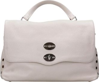 Zanellato Gestructureerde leren schoudertas met studs - Dames - Handtassen - Beige - ONE Size - Leer - Tassen