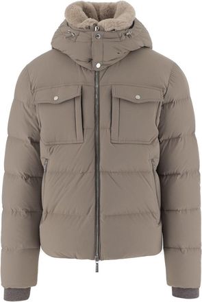 Moorer Quilted Down Jacket With High Collar And Removable Hood