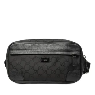 Gucci Black Nylon Leather Pouch Sling Bag (Pre-Owned)