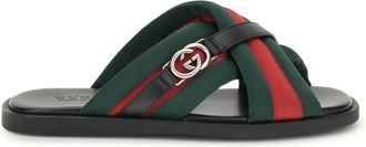Gucci Web Sandals With Interlocking Gg