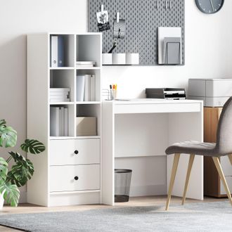 Berkfield Home Desk with Storage White Engineered Wood