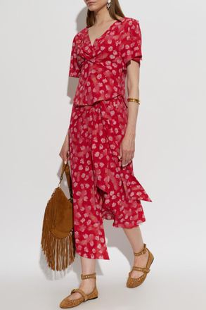 Isabel Marant Silk Top Faljane, Womens, Red